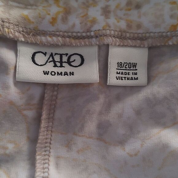 Cato Woman white tan light peach pull on wide hem dress casual comfy pant - Picture 5 of 5